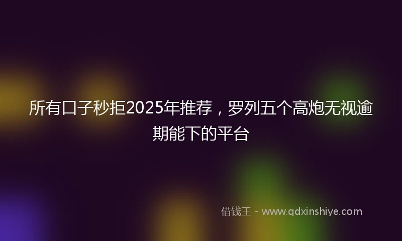 所有口子秒拒2025年推荐，罗列五个高炮无视逾期能下的平台