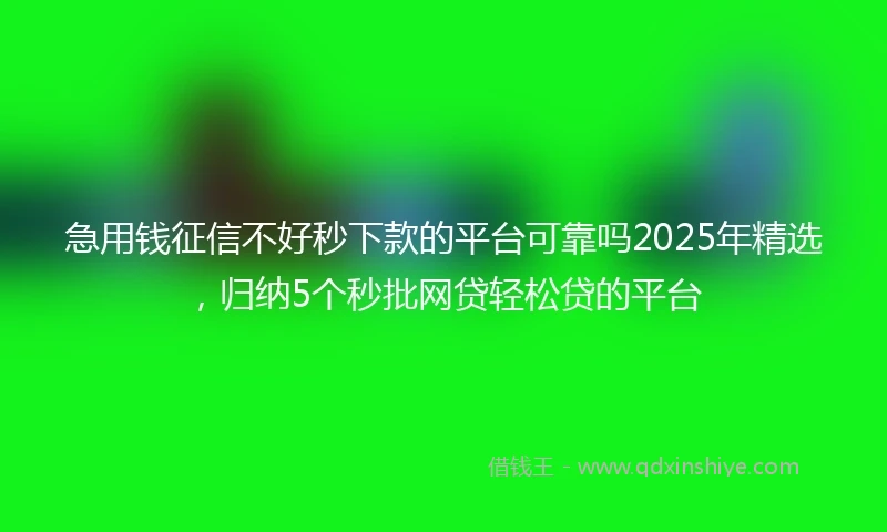 急用钱征信不好秒下款的平台可靠吗2025年精选，归纳5个秒批网贷轻松贷的平台