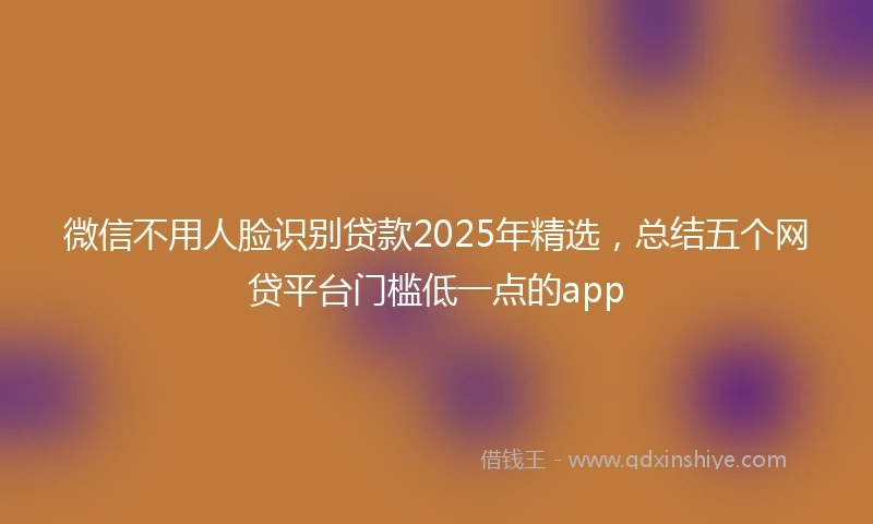微信不用人脸识别贷款2025年精选，总结五个网贷平台门槛低一点的app