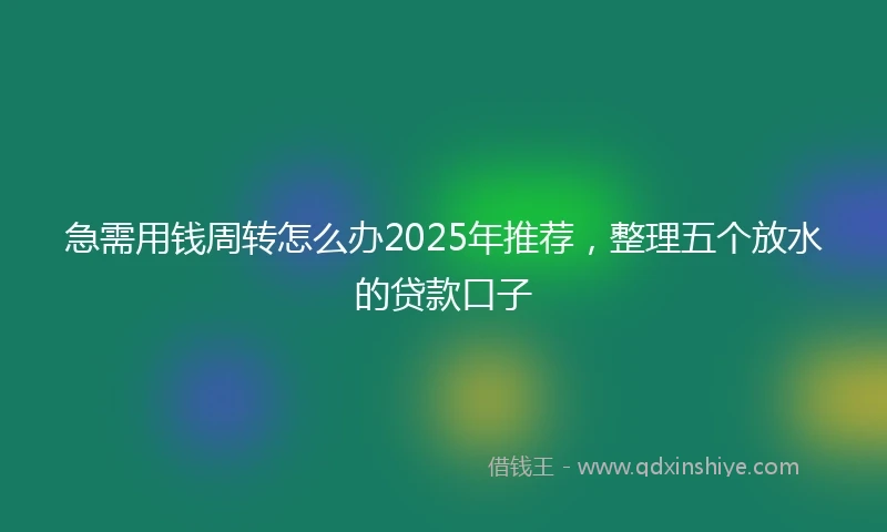 急需用钱周转怎么办2025年推荐，整理五个放水的贷款口子