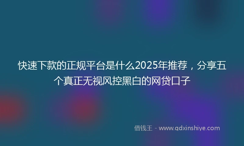 快速下款的正规平台是什么2025年推荐，分享五个真正无视风控黑白的网贷口子