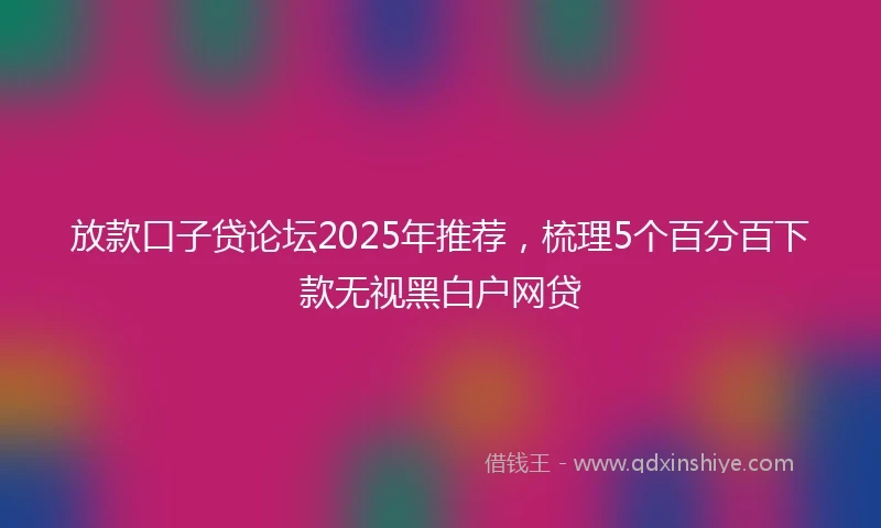 放款口子贷论坛2025年推荐，梳理5个百分百下款无视黑白户网贷