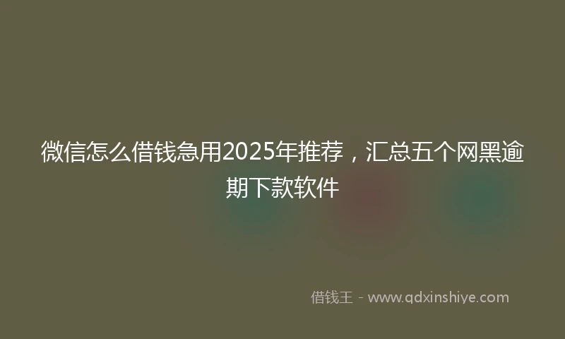 微信怎么借钱急用2025年推荐，汇总五个网黑逾期下款软件