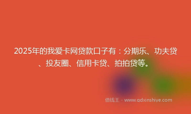 2025年的我爱卡网贷款口子有：分期乐、功夫贷、投友圈、信用卡贷、拍拍贷等。