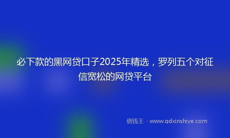 必下款的黑网贷口子2025年精选，罗列五个对征信宽松的网贷平台