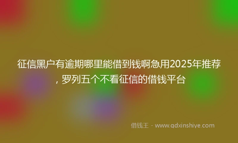 征信黑户有逾期哪里能借到钱啊急用2025年推荐，罗列五个不看征信的借钱平台