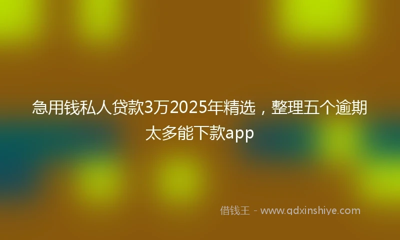 急用钱私人贷款3万2025年精选,整理五个逾期太多能下款app