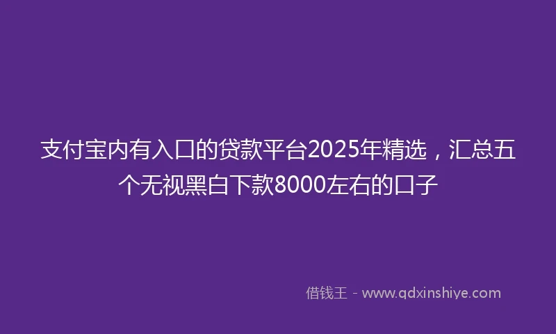 支付宝内有入口的贷款平台2025年精选，汇总五个无视黑白下款8000左右的口子