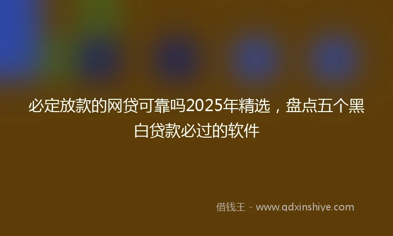 必定放款的网贷可靠吗2025年精选，盘点五个黑白贷款必过的软件