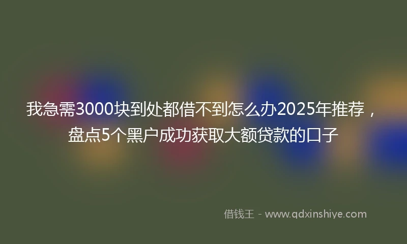我急需3000块到处都借不到怎么办2025年推荐，盘点5个黑户成功获取大额贷款的口子