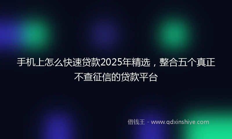 手机上怎么快速贷款2025年精选，整合五个真正不查征信的贷款平台