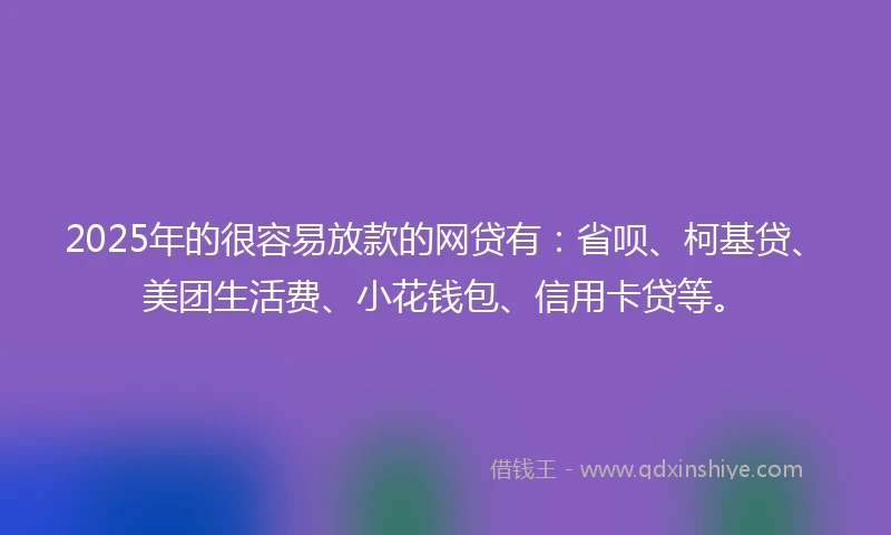 2025年的很容易放款的网贷有：省呗、柯基贷、美团生活费、小花钱包、信用卡贷等。