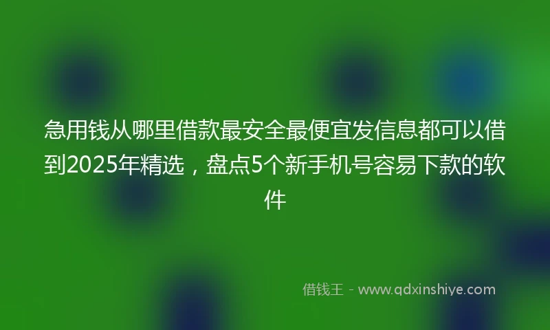 急用钱从哪里借款最安全最便宜发信息都可以借到2025年精选，盘点5个新手机号容易下款的软件