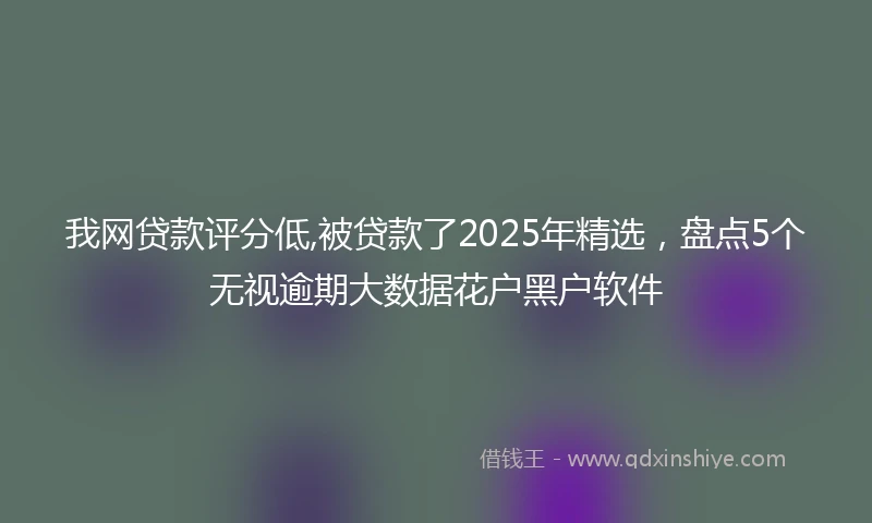 我网贷款评分低,被贷款了2025年精选，盘点5个无视逾期大数据花户黑户软件