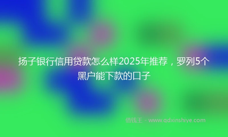 扬子银行信用贷款怎么样2025年推荐，罗列5个黑户能下款的口子