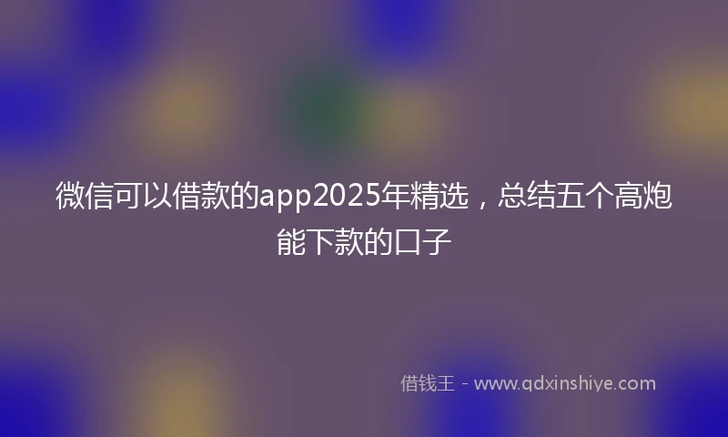 微信可以借款的app2025年精选,总结五个高炮能下款的口子