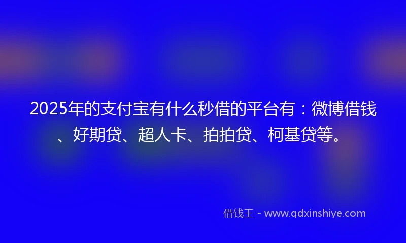 2025年的支付宝有什么秒借的平台有：微博借钱、好期贷、超人卡、拍拍贷、柯基贷等。