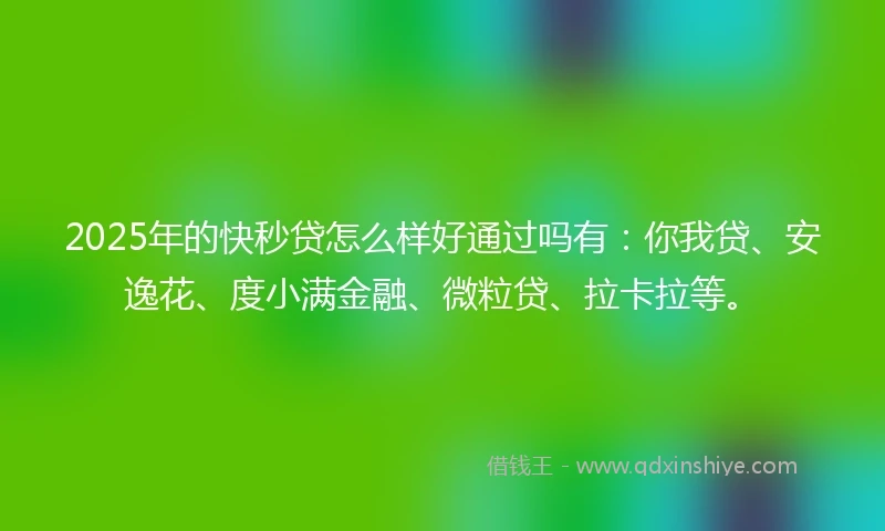 2025年的快秒贷怎么样好通过吗有：你我贷、安逸花、度小满金融、微粒贷、拉卡拉等。