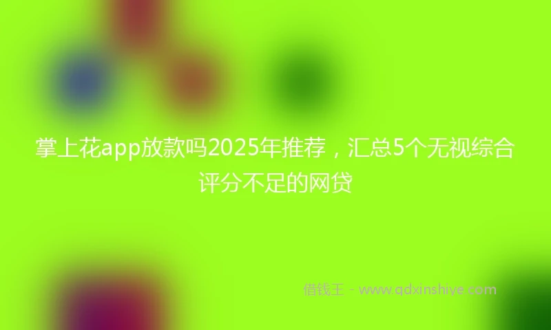 掌上花app放款吗2025年推荐，汇总5个无视综合评分不足的网贷