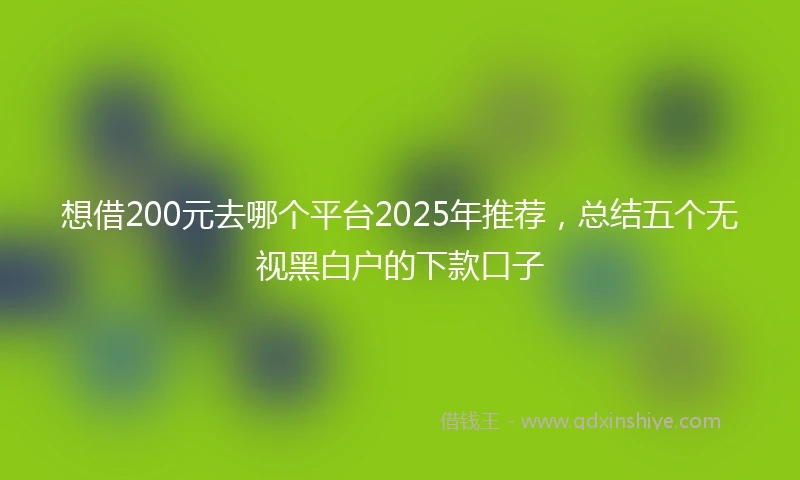 想借200元去哪个平台2025年推荐，总结五个无视黑白户的下款口子