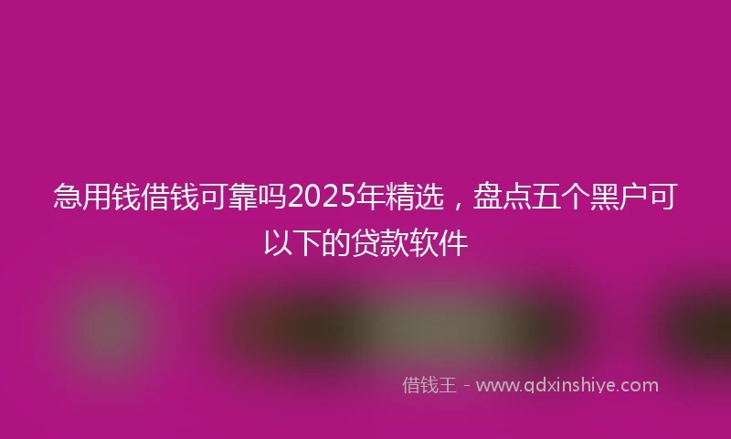 急用钱借钱可靠吗2025年精选，盘点五个黑户可以下的贷款软件