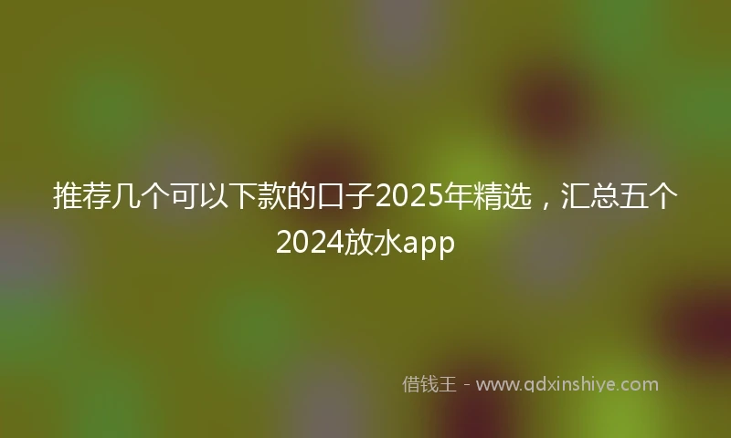 推荐几个可以下款的口子2025年精选，汇总五个2024放水app