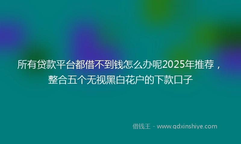 所有贷款平台都借不到钱怎么办呢2025年推荐，整合五个无视黑白花户的下款口子