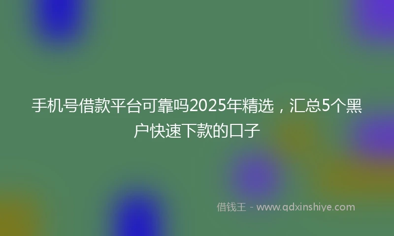 手机号借款平台可靠吗2025年精选，汇总5个黑户快速下款的口子