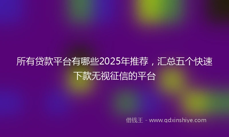 所有贷款平台有哪些2025年推荐，汇总五个快速下款无视征信的平台
