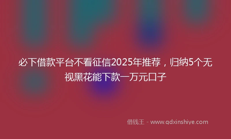 必下借款平台不看征信2025年推荐，归纳5个无视黑花能下款一万元口子