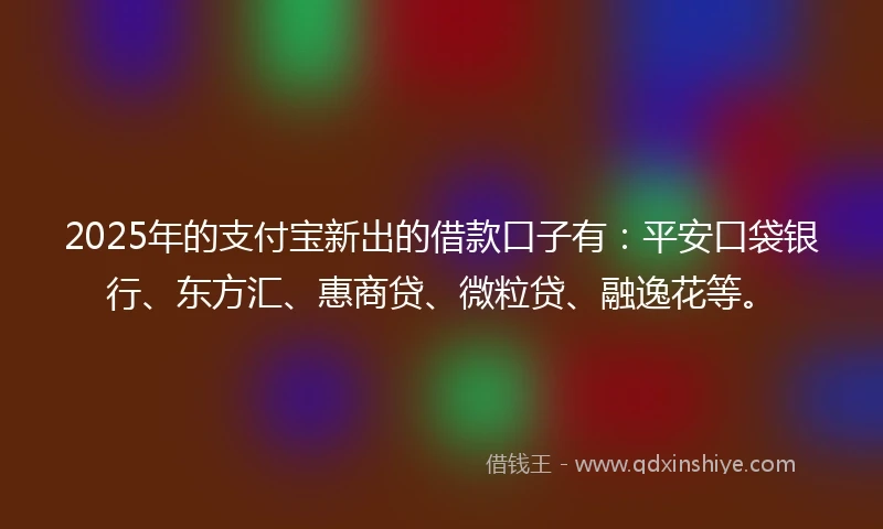 2025年的支付宝新出的借款口子有:平安口袋银行、东方汇、惠商贷、微粒贷、融逸花等。
