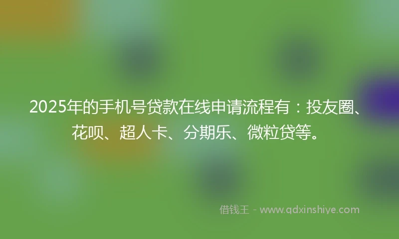 2025年的手机号贷款在线申请流程有：投友圈、花呗、超人卡、分期乐、微粒贷等。
