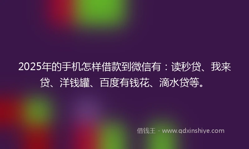 2025年的手机怎样借款到微信有：读秒贷、我来贷、洋钱罐、百度有钱花、滴水贷等。