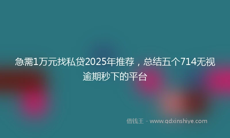 急需1万元找私贷2025年推荐，总结五个714无视逾期秒下的平台