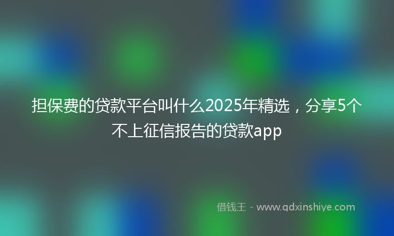 担保费的贷款平台叫什么2025年精选，分享5个不上征信报告的贷款app