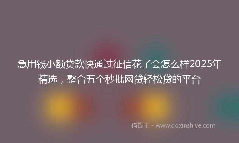 急用钱小额贷款快通过征信花了会怎么样2025年精选，整合五个秒批网贷轻松贷的平台