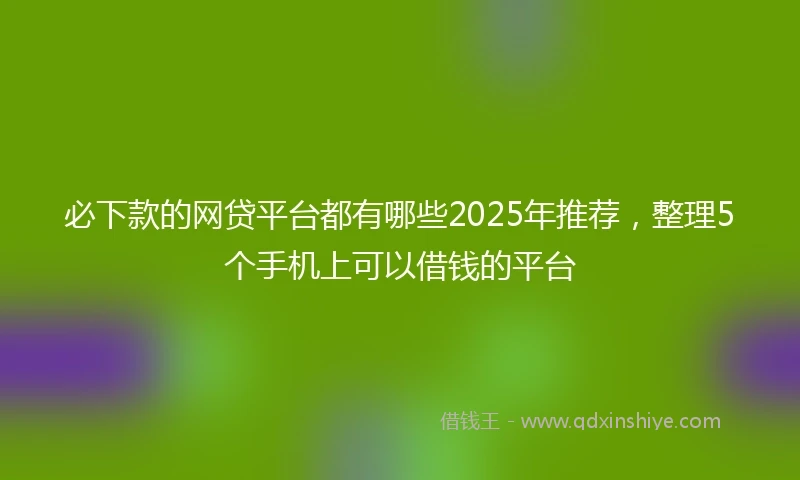 必下款的网贷平台都有哪些2025年推荐，整理5个手机上可以借钱的平台