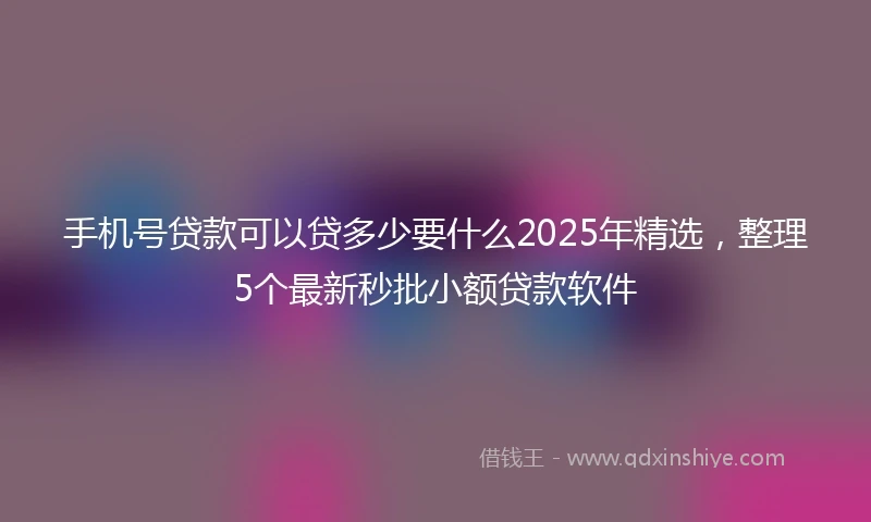手机号贷款可以贷多少要什么2025年精选，整理5个最新秒批小额贷款软件