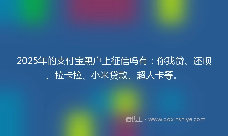 2025年的支付宝黑户上征信吗有：你我贷、还呗、拉卡拉、小米贷款、超人卡等。