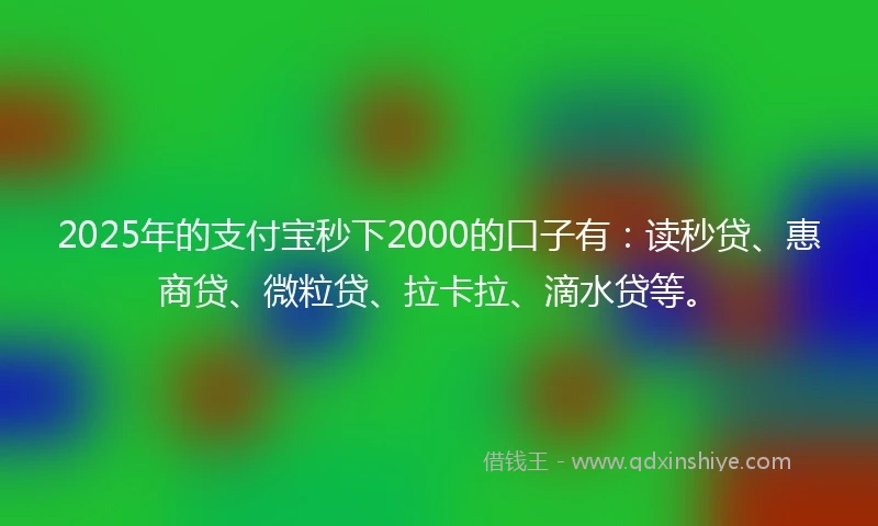 2025年的支付宝秒下2000的口子有：读秒贷、惠商贷、微粒贷、拉卡拉、滴水贷等。