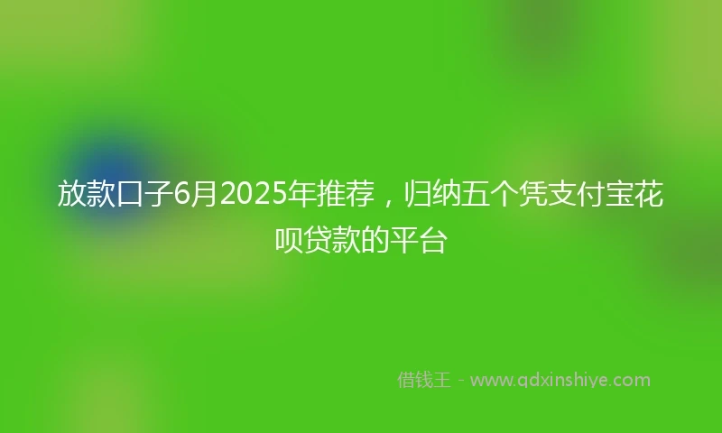放款口子6月2025年推荐，归纳五个凭支付宝花呗贷款的平台