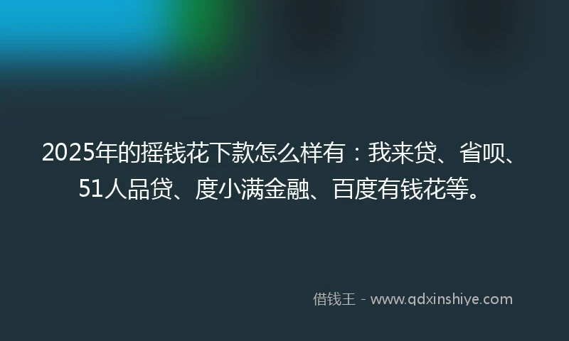 2025年的摇钱花下款怎么样有：我来贷、省呗、51人品贷、度小满金融、百度有钱花等。