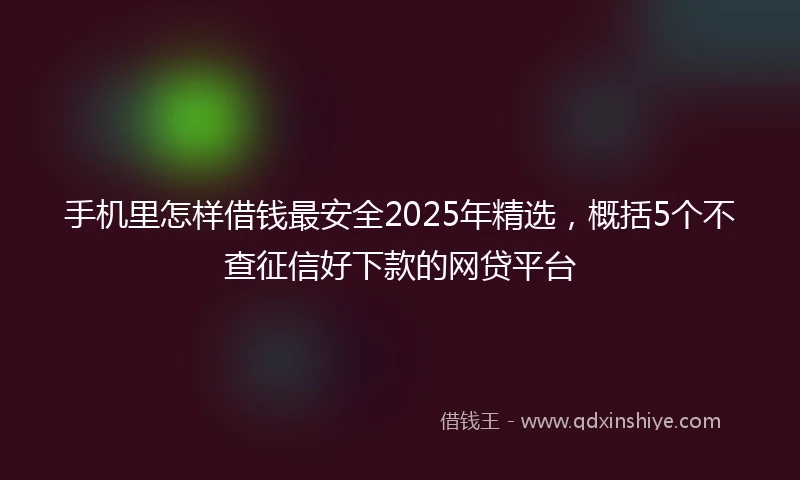 手机里怎样借钱最安全2025年精选，概括5个不查征信好下款的网贷平台