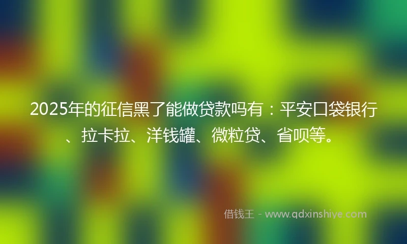 2025年的征信黑了能做贷款吗有:平安口袋银行、拉卡拉、洋钱罐、微粒贷、省呗等。