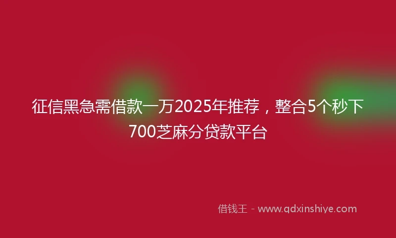 征信黑急需借款一万2025年推荐，整合5个秒下700芝麻分贷款平台