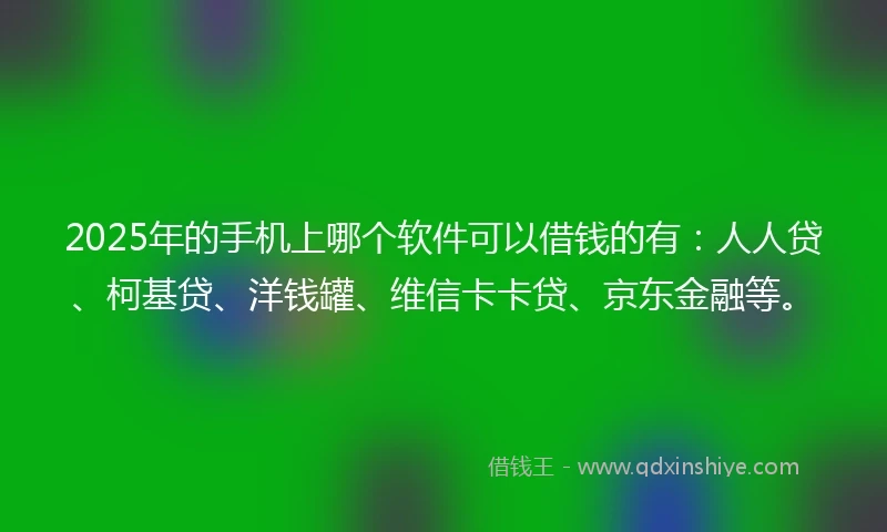 2025年的手机上哪个软件可以借钱的有：人人贷、柯基贷、洋钱罐、维信卡卡贷、京东金融等。