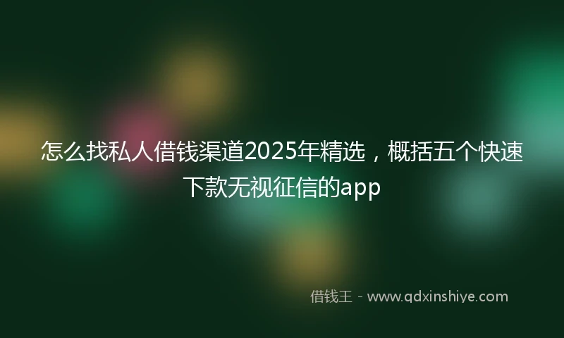 怎么找私人借钱渠道2025年精选，概括五个快速下款无视征信的app