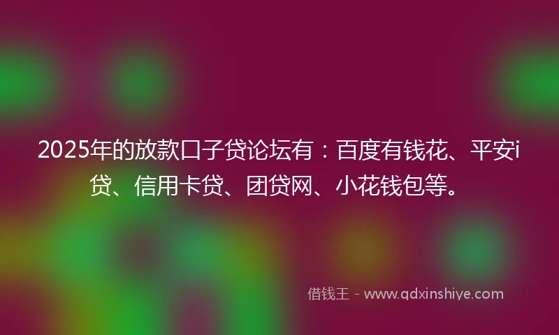 2025年的放款口子贷论坛有：百度有钱花、平安i贷、信用卡贷、团贷网、小花钱包等。