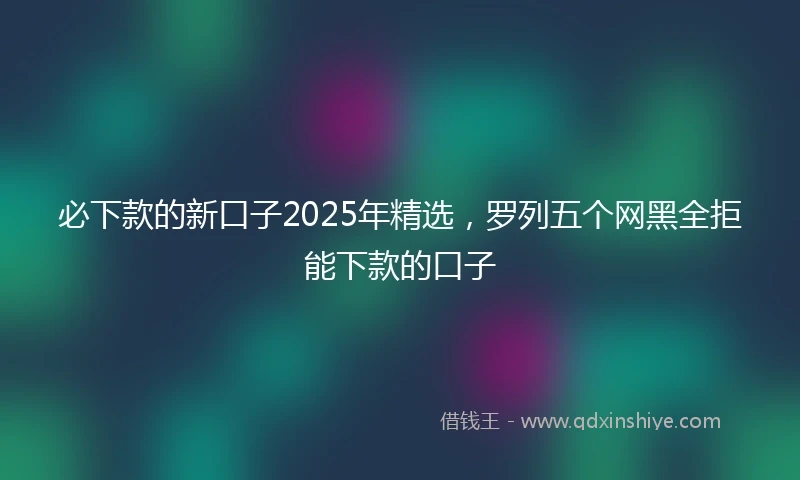 必下款的新口子2025年精选，罗列五个网黑全拒能下款的口子