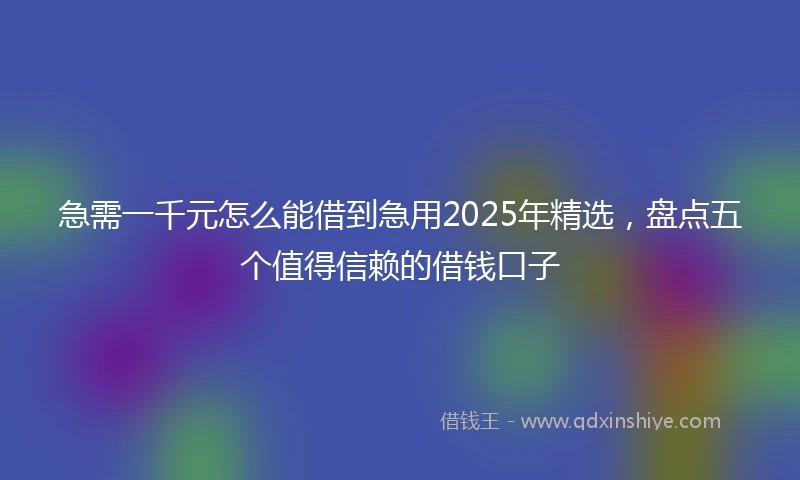 急需一千元怎么能借到急用2025年精选，盘点五个值得信赖的借钱口子